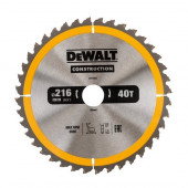 Диск DT1953-QZ пильный CONSTRUCT 216х30 мм, 40 зубьев, ATB -5° DEWALT