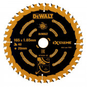 Диск DT10301-QZ пильный по дереву EXTREME 165х20 / 1,65х0,99 мм, 40 WZ +18° DEWALT