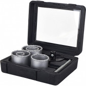 Набор коронок 23-530 с вольфрамовым напылением (d-33, 53, 67, 73, 83 мм) в кейсе,  7 шт Миол