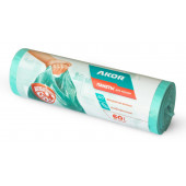 Пакеты для мусора "АНТИБАК+БИО" 60 л, 15 шт, бирюзовые, арт 205-105