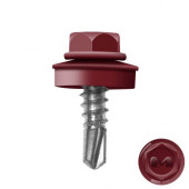 Саморез кровельный по металлу 5,5х25 мм, RAL 3005 (винно-красный), уп 250шт. DAXMER