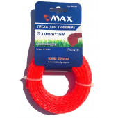 Леска B0136 для триммера 3,0 мм x 15 м, сечение витой квадрат, MAX 