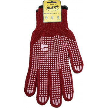 Перчатки 02Q0022-AL Х/Б 2-слойные с ПВХ 10 класс, 6 нитей, красные, L, 10/200 ALET-1