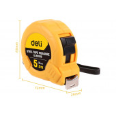 Рулетка DL9005B 5м х 19мм метрическая, корпус ударопрочный Deli