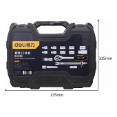 Набор DL1032 торцевых головок и ключей 32шт 1/2", Deli