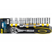 Набор DL2012T торцевых головок с трещоткой, 12 предметов 1/2" (10,11,12,13,14,15,17,19,21,24 мм), Deli