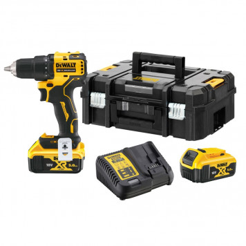 Шуруповёрт DCD708P2T-QW 18ВLi аккумуляторный безударный, 2х5Aч 65Нм, DEWALT