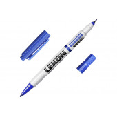 Маркер LEKON DUO перманентный двухсторонний синий, уп 10шт