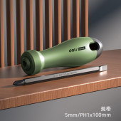 Отвёртка шлицевая HT1055L "Home Series Green" двухсторонняя SL5+PH1х100 мм Deli