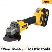 Угловая DC602 шлифмашина аккумуляторная 2АКБ*4Ач + ЗУ, 20В, 125мм, 3500/6000/8500об/мин сумка Deli