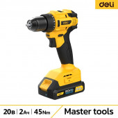 Шуруповёрт DC120, 2х2Ач+ЗУ, 20В, 45Нм, сумка, Deli