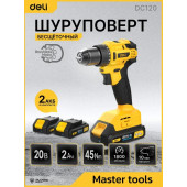 Шуруповёрт DC120, 2х2Ач+ЗУ, 20В, 45Нм, сумка, Deli