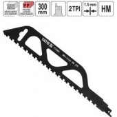 Полотно YT-33951 для сабельной пилы по бетону и газосиликату 300x1.5мм 2TPI HM YATO