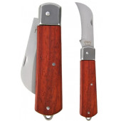 Нож DL0060 эл-ка изогнутый складной длина 200мм, нержавеющая сталь, деревянная рукоять Deli