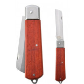 Нож DL0070 эл-ка прямой складной длина 200мм, нержавеющая сталь, деревянная рукоять Deli