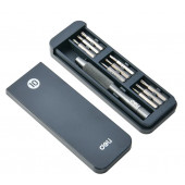 Н-р DL241010J прецизионных отверток (отвертка + 9 бит), сталь Cr-V Deli