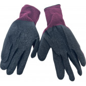 Перчатки нейлоновые YQ-3 с вспененным латексным покрытием черно-красные 12/720