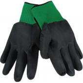 Перчатки нейлоновые MR001 с вспененным латексным покрытием зеленые (глубокий облив) 12/720