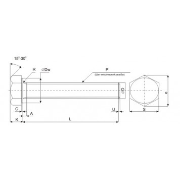 Болт шестигранный 6х16 мм, уп 250шт.-1