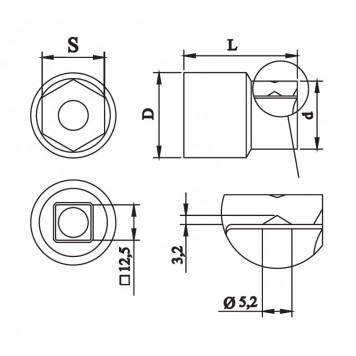 Головка омедненная сменная 20 мм, 1/2" НИЗ-1