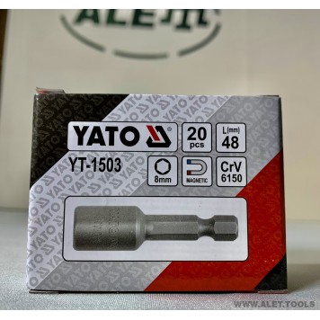 Насадка YT-1503 6-гр. торцевая магнитная 1/4, 8 х 48 мм YATO