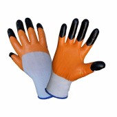 Перчатки нейлоновые оранжевые (с черными пальцами)