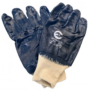 Перчатки МБС нитриловые, синие с манжетом-1