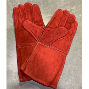 Перчатки сварщика красные замшевые длинные-3