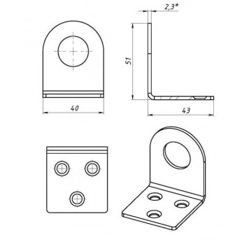 Замочная петля пробой-ушко 40х90 мм, гнутое-1