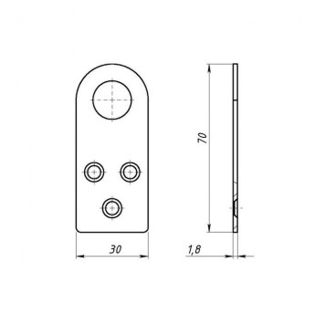 Замочная петля пробой-ушко 30х70 мм, цинк-1
