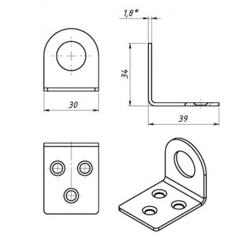 Замочная петля пробой-ушко 30х70 мм, гнутое-1