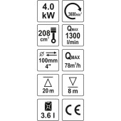 Мотопомпа YT-85403 4" 7,7л.с. 96м3/ч YATO