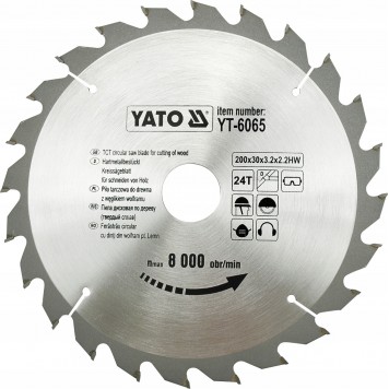 Диск YT-6065 с карбид вольфрамом 200х30 мм, 24 зуба YATO