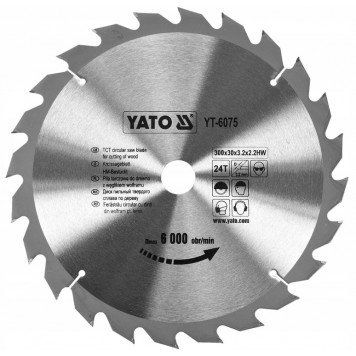 Диск YT-6075 с карбид вольфрамом 300х30 мм, 24 зуба YATO