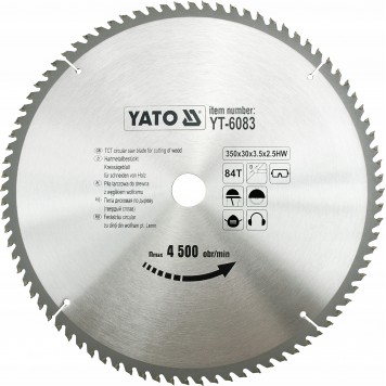 Диск YT-6083 с карбид вольфрамом 350х30 мм, 84 зуба YATO
