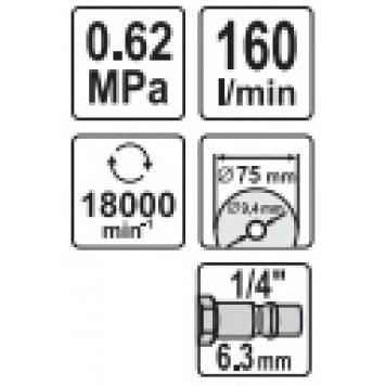 Пневморезак YT-0993 1/4, 75 мм YATO-3