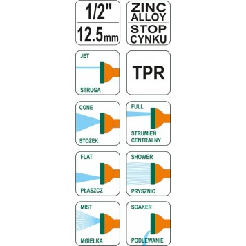 Пистолет-распылитель 89192 металлический 7-режимный, к шлангу 1/2 FLO-2