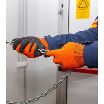 Перчатки 4196 стрейчевые с латексным покрытием оранжевые размер 10 (XL) DOLONI-2