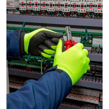 Перчатки 4199 стрейчевые с латексным покрытием желтые размер 10 (XL) DOLONI-2