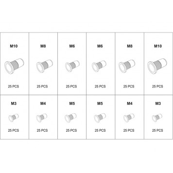 Заклепки YT-36480 резьбовые М3-М10, 300 шт. YATO-3
