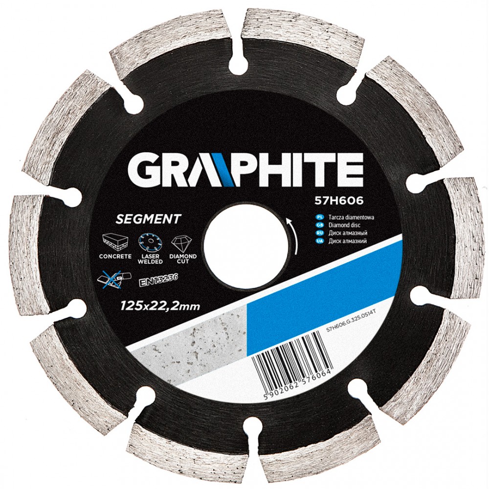 Купить Диск 57H606 алмазный SEGMENT 125x22 мм GRAPHITE - по цене 2 117 ₽ в  Крыму с бесплатной доставкой по Симферополю в интернет-магазине ALET.TOOLS  - все для строительства и ремонта