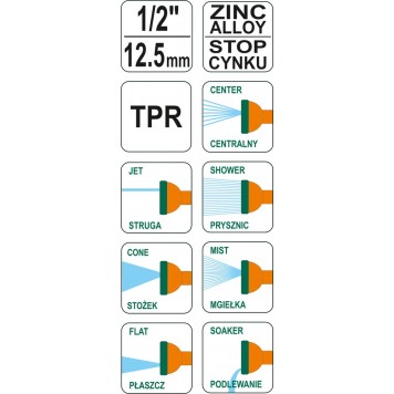 Пистолет-распылитель 89191 металлический 7-режимов, к шлангу 1/2 FLO-3