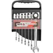 Ключи YT-0208 рожково-накидные с трещоткой, 7 шт. YATO