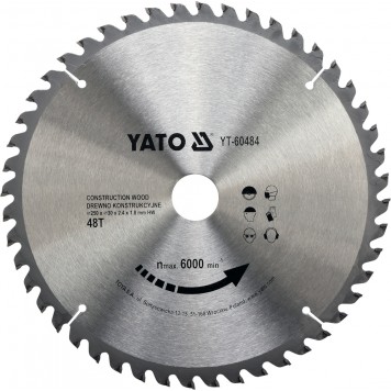 Диск YT-60484 с карбид вольфрамом 250х30 мм, 48 зубьев YATO