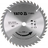 Диск YT-60633 с карбид вольфрамом 190х16 мм, 40 зубьев YATO