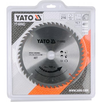 Диск YT-60682 с карбид вольфрамом 216х30 мм, 48 зубьев YATO-1