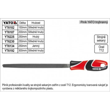Напильник YT-6182 по металлу трехгранный 150 мм №2 YATO-1