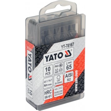 Бита YT-78167 двухсторонние 1/4X65 мм PH3-6,5 мм, 10 шт YATO