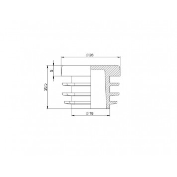 Заглушка для труб D-28 круглая, черная 26-0050-1