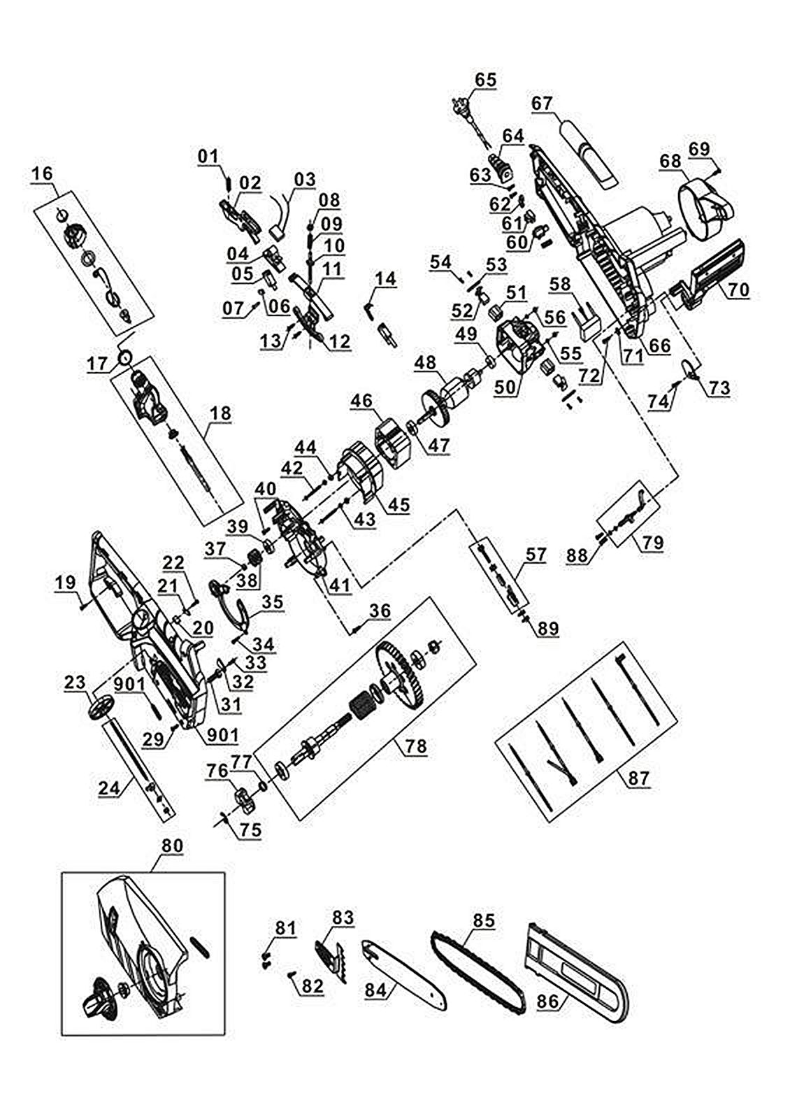 Запасные части и деталировка для пилы GE-EC 2240 4501740 (Ident number 11014)